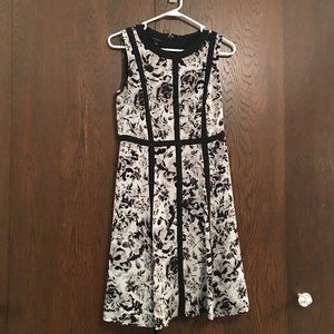 Talbots Black & White Fit & Flare Dress